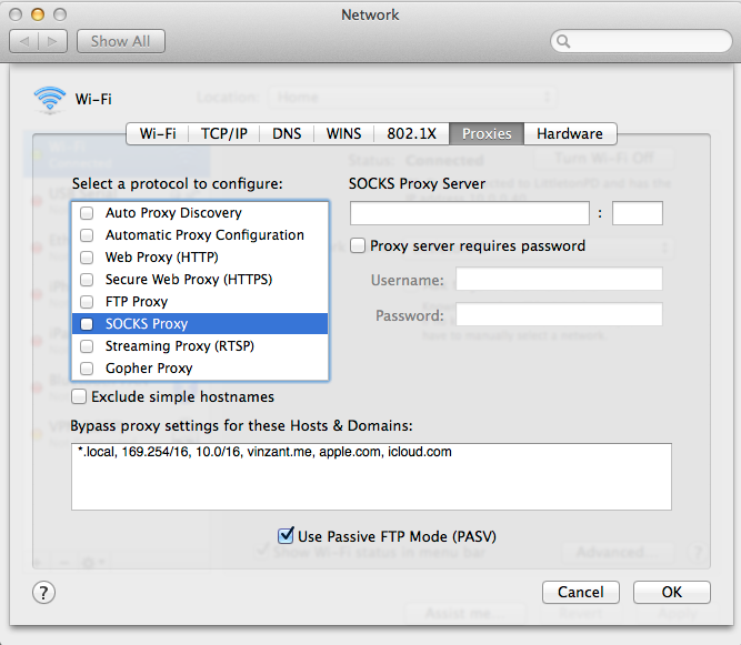 network and proxy on mac for email