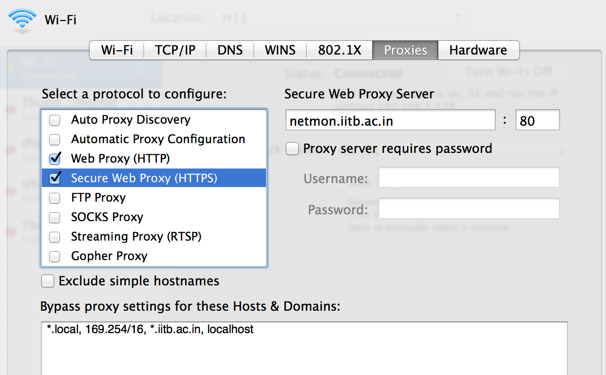 network and proxy on mac for email